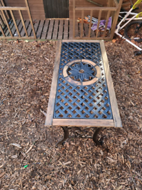 cast iron and wood garden table 