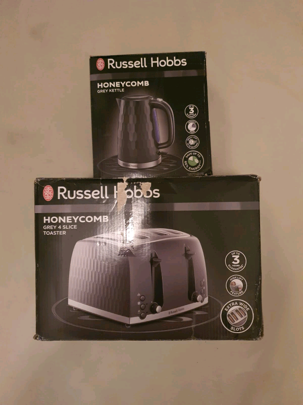 Brand new russell hobbs kettle and toaster set grey in