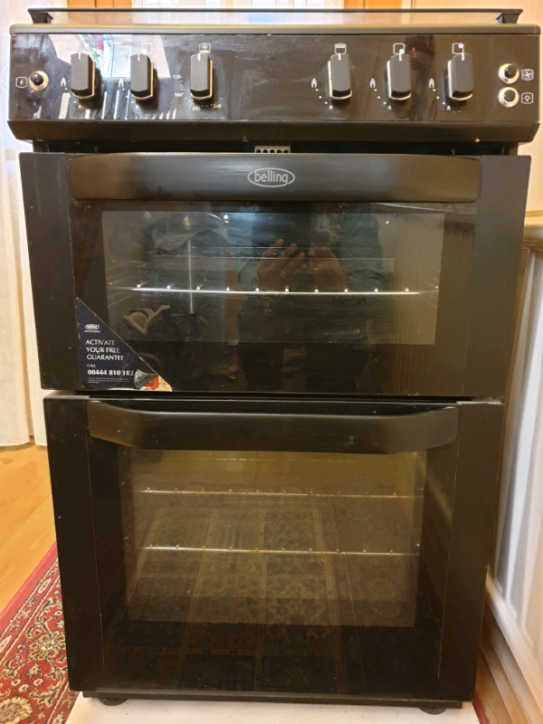 Belling FSG 55 TCF 55cm Gas Cooker In Black With Fanned Gas Main Oven