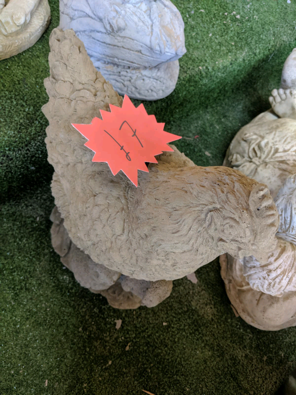 Chicken concrete garden ornament in Loughborough, Leicestershire