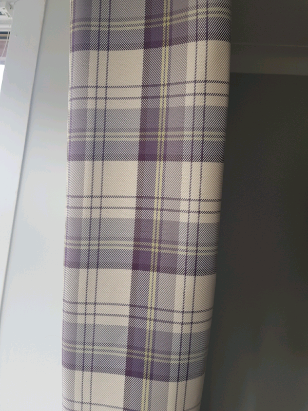 Mauve Balmoral Tartan Style Lined Curtains 90 X 90 And 4 Cushions