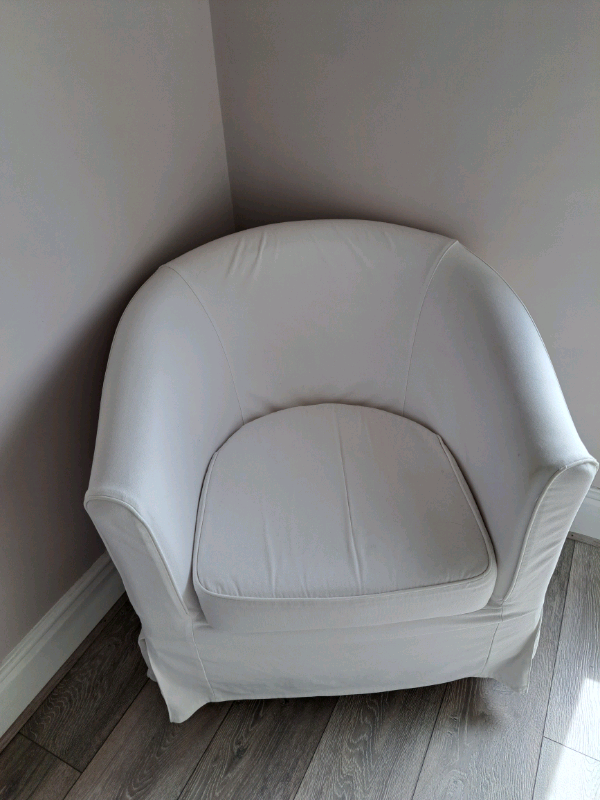 White ikea tub chair removable washable fabric covers in Shotton