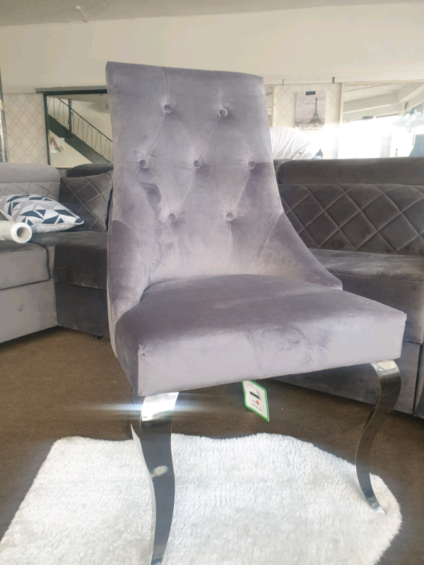 NEW Grey Velvet Dining / Accent Chairs DELIVERY AVAIL | in Stockport