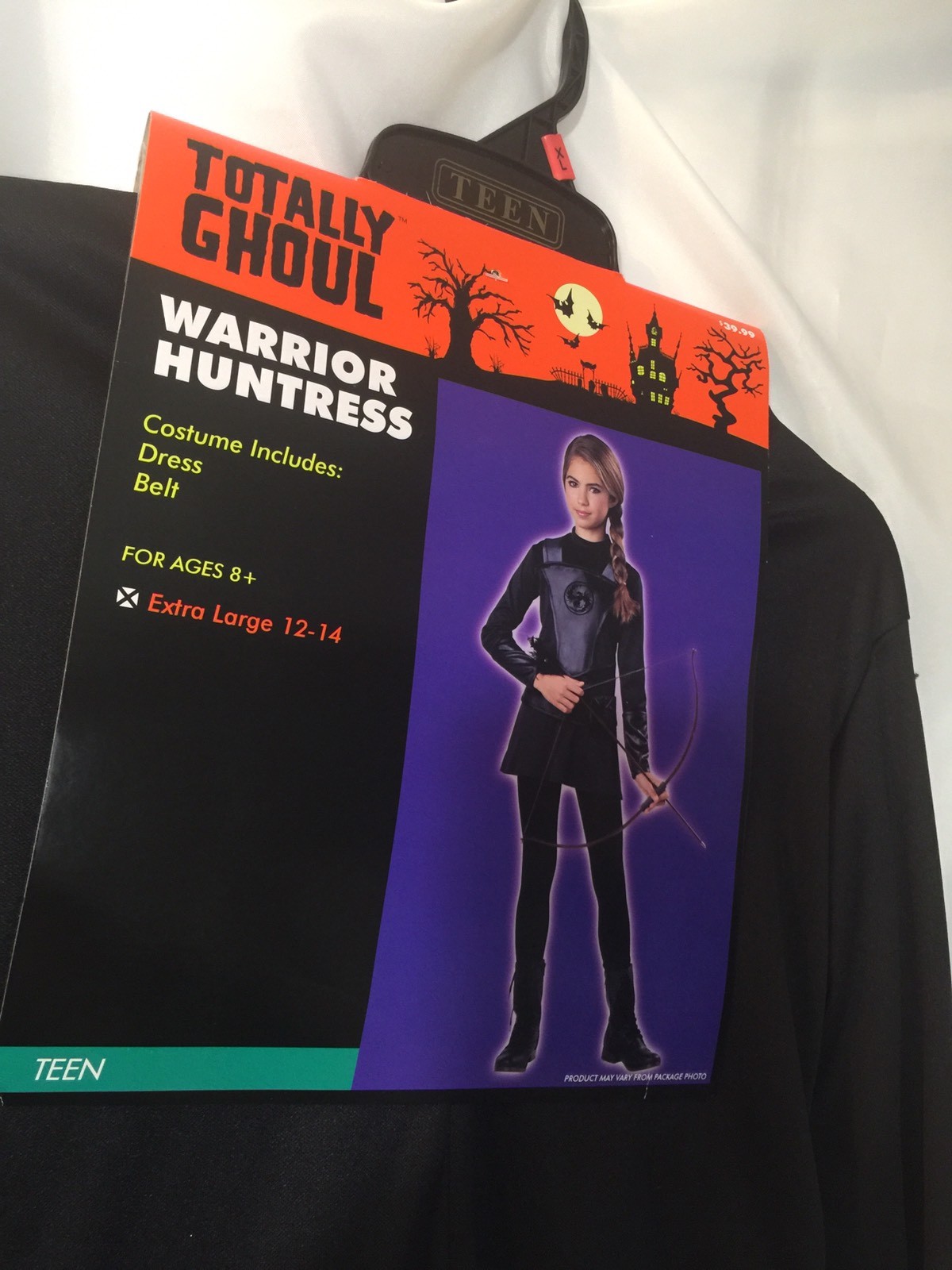Renaissance Warrior Huntress Girls Costume Dress Black 12/14 Extra Large