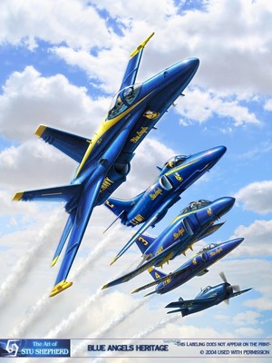 ART PRINT: Blue Angels Heritage (F-18, A-4, F-4) by Shepherd