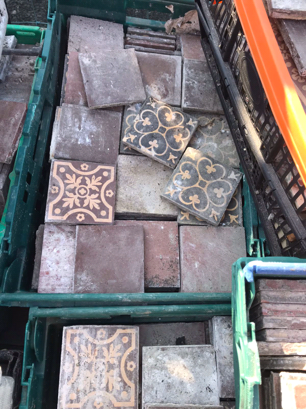 100 years old victorian Quarry floor tiles reclaimed in Ballymena