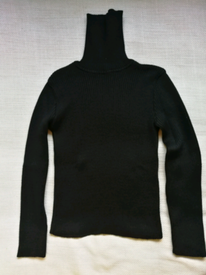 Speedway Jumper 30% Merinos Wool Black High Neck Size S Made in France