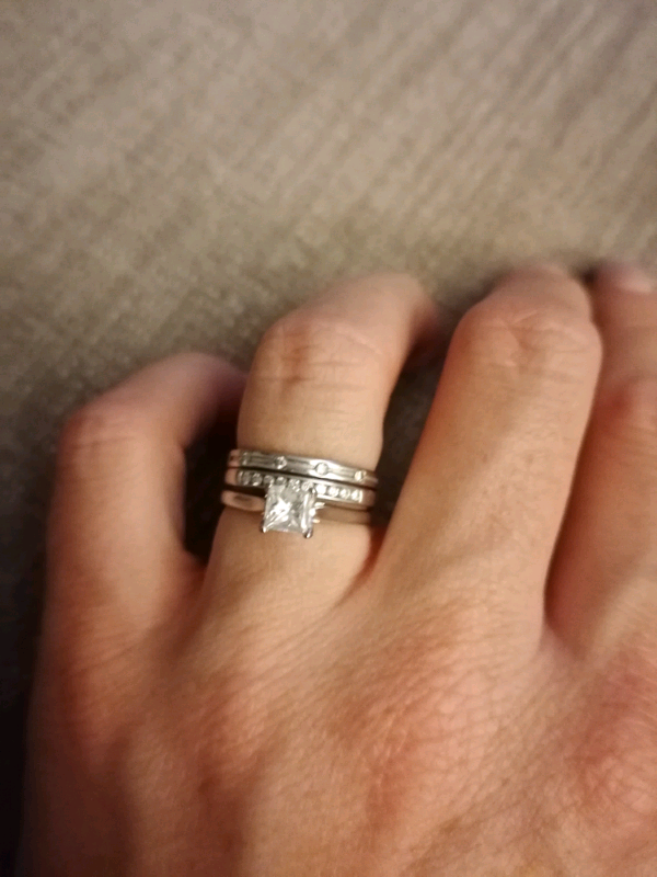 Set of diamond rings - engagement, wedding band and eternity | in