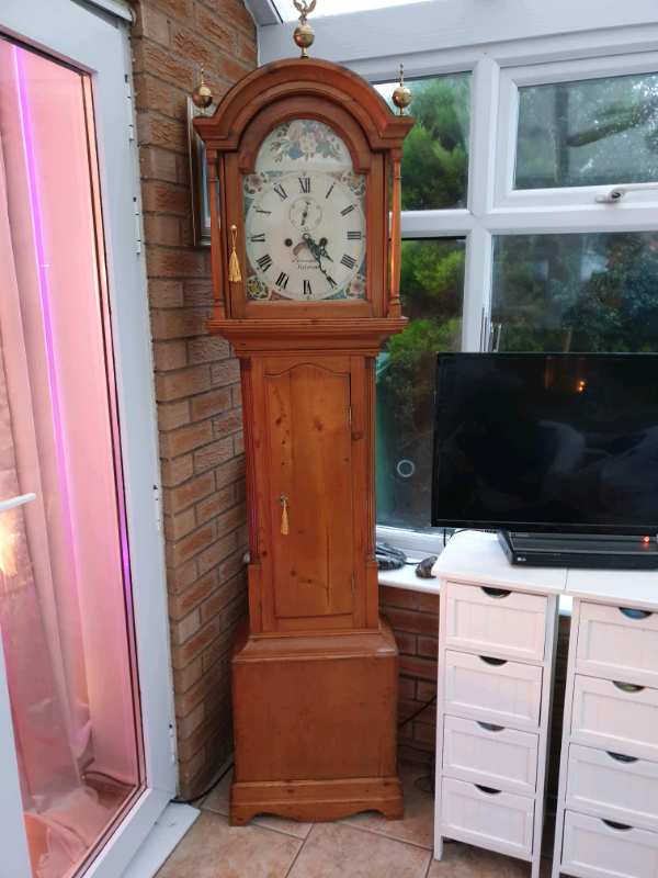 Antique 8 Day Cornish Grandfather clock. 1865. Serviced and working