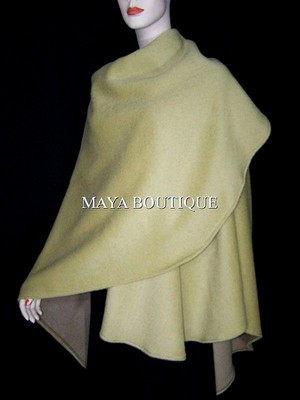 Pre-owned Maya Matazaro Camel Cape Ruana Wrap Coat Camel Hair Wool & Cashmere Blend By  In Beige
