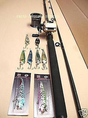 Pike Fishing Kit Baitcaster Reel , Rod Spin Spinning set & Tackle L/H Wind 8ft