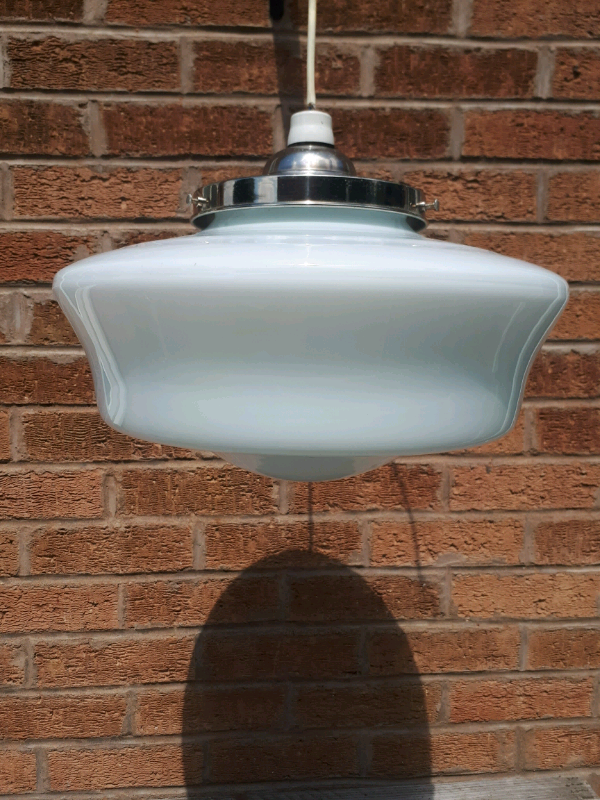 Opaline Glass Pendant Light vintage large opaline deco style milky glass pendant light shade
