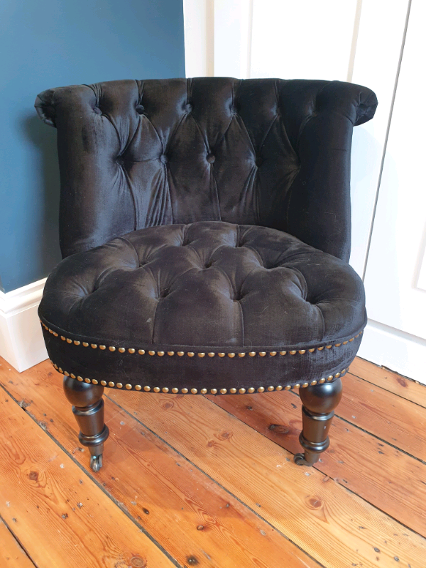 Black velvet occasional chair very good condition in East Dulwich