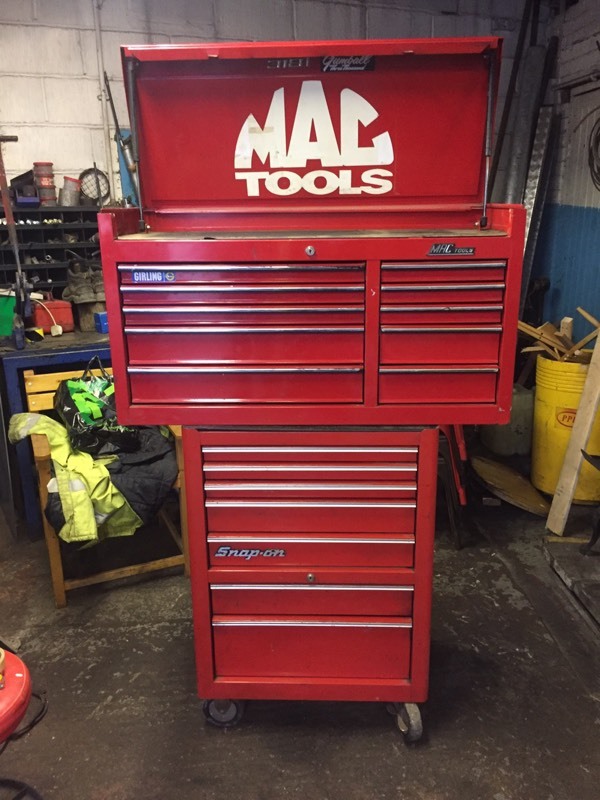 Mac tools top box 40" .. Snap on bottom roll cab 26" in Romiley