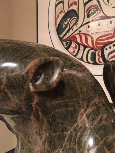 VINTAGE DANCING BEAR CARVING INUIT AUTHENTIC MADE IN CANADA 17 INCHES 58 LBS