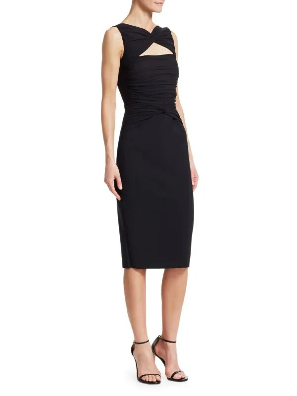 Pre-owned Chiara Boni La Petite Robe Audrine Ruched Cutout Bodycon Dress, Black Size 2