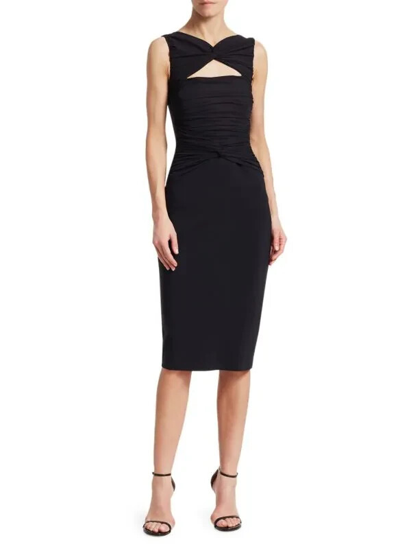 Pre-owned Chiara Boni La Petite Robe Audrine Ruched Cutout Bodycon Dress, Black Size 2