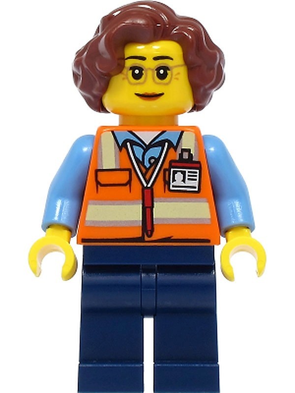 School Bus Driver - Female, Orange Safety Vest with…