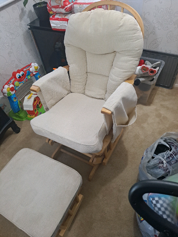 Sereno Nursing / Rocking Glider Chair & Foot Stool Natural/Wood in