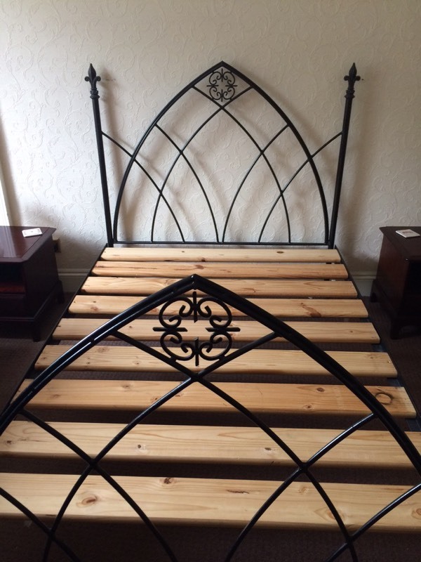Stunning gothic style black cast iron double bed frame in Stocktonon