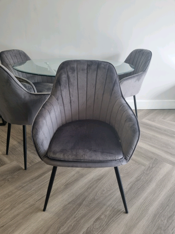 4 ×charcoal grey suede dining room chairs in Barton on Sea, Hampshire
