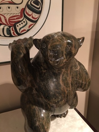 VINTAGE DANCING BEAR CARVING INUIT AUTHENTIC MADE IN CANADA 17 INCHES 58 LBS