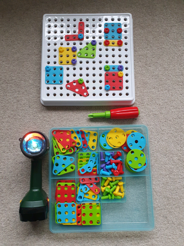 Age 3+ toy Bosch play torch Chad Valley Create & Screw Mosaic Building