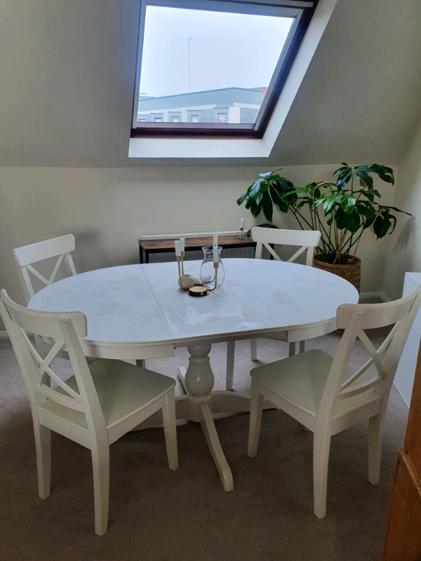 Ingatorp Dining Table With 4 Ingolf, Round Dining Table And 6 Chairs Ikea