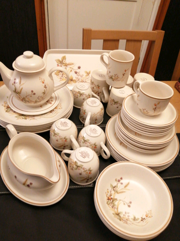 Marks and Spencer Harvest pattern Dinner Set and 3 storage jars in