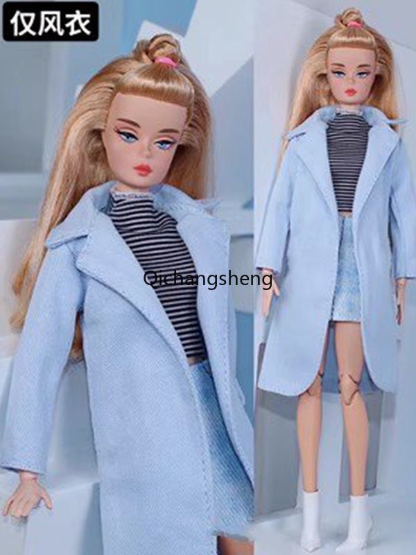 Black Khaki Parka Jacket For 11.5" Doll Clothes Outfits Long Coat Windbreak 1/6