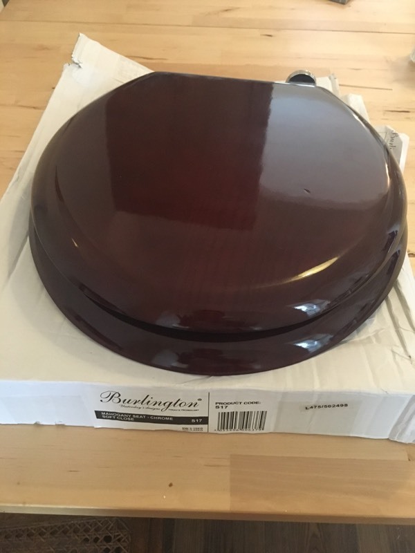 Burlington soft close mahogany toilet seat in Victoria Park, Cardiff