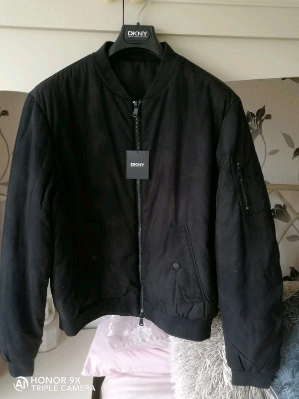 Genuine DKNY Mens Bomber Jacket Black Size XL Brand New in Stokeon