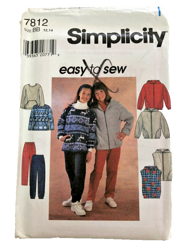 Simplicity Sewing Pattern 7812 Girls Jacket Vest Top Pants