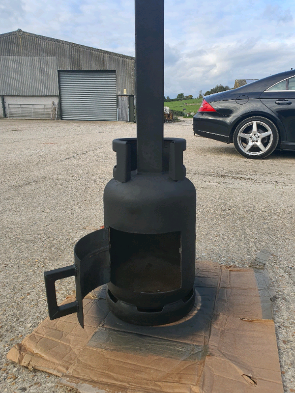 Gas Bottle Wood Log Burner Chiminea Garden Stove Hand Made in