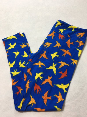 New Lularoe TC Tall & Curvy Blue Yellow Orange Red Sparrow Bird Leggings