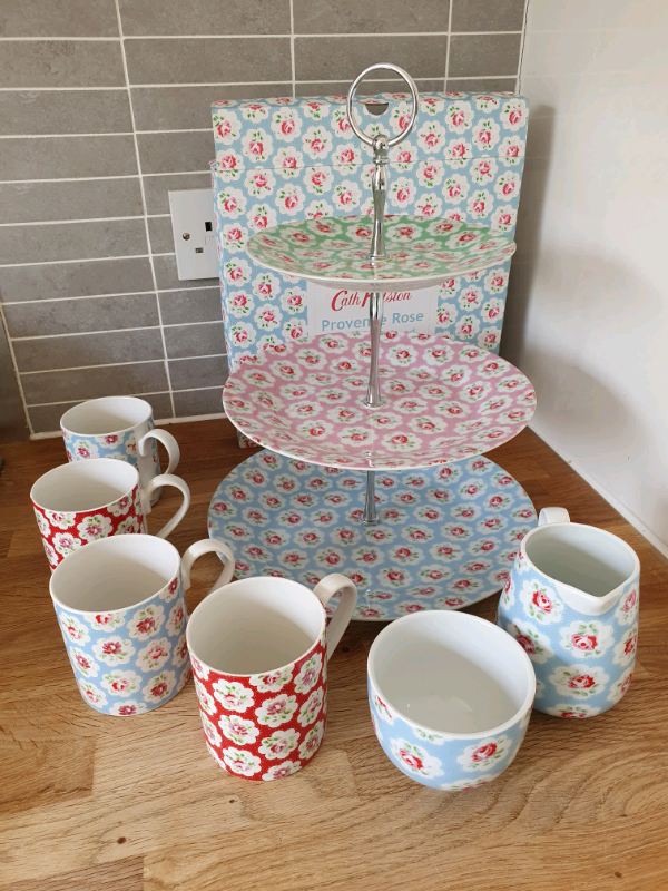 Cath Kidston Provence Rose floral afternoon tea set 3tier cake stand
