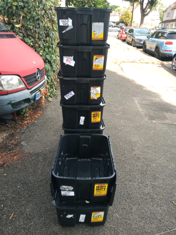 8 x Curver heavy duty stackable Plastic storage boxes Tuff Crate