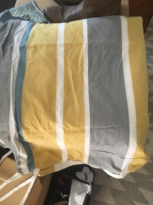 West Elm Full Queen Cotton Duvet Yellow Grey Blue 