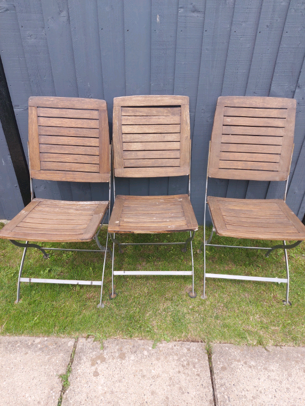 Solid hardwood bistro style garden chairs in North