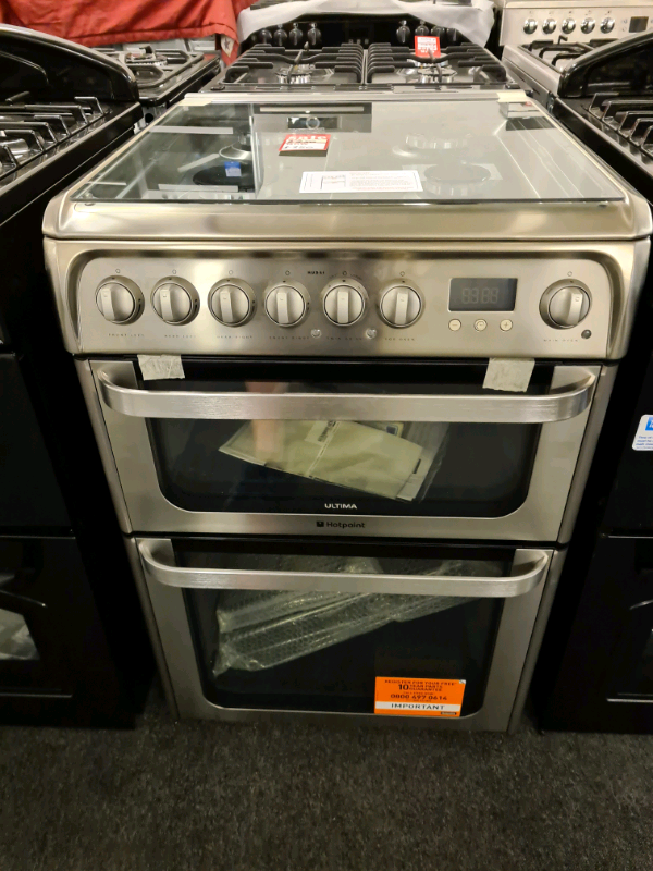 Brand New HOTPOINT HUD61X S Dual Fuel Cooker 60cm Stainless Steel R