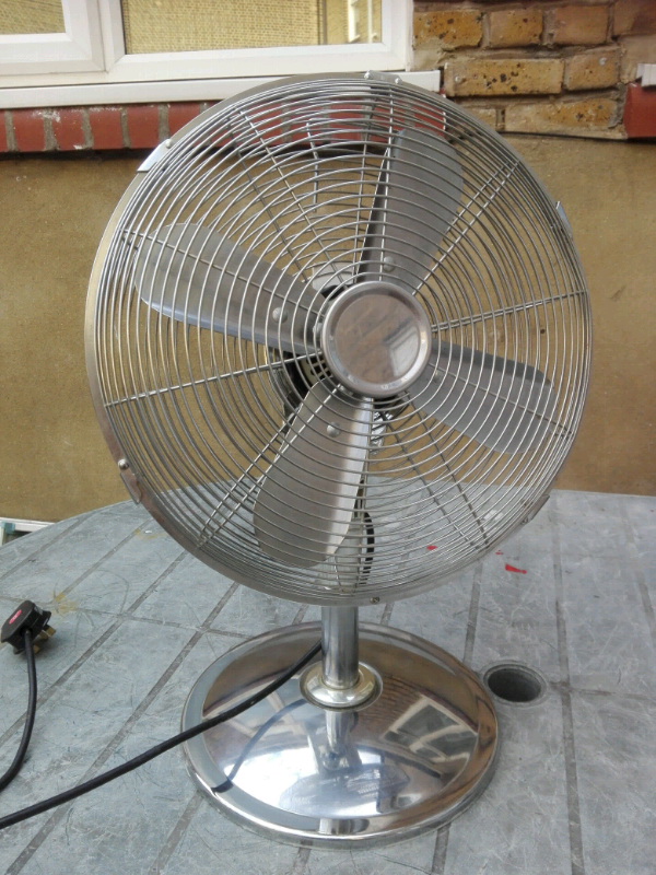 Chrome Stainless Steel 12 Inch Oscillating Desk Fan In