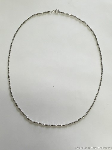 Estate Jewelry Diamond Cut Rope Chain Necklace Sterling Silver 18" Long