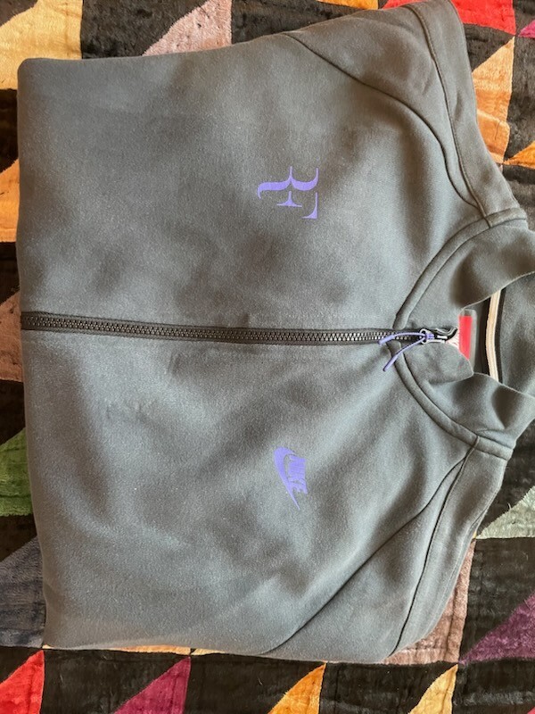 nike roger federer jacket gray with purple trim size XL