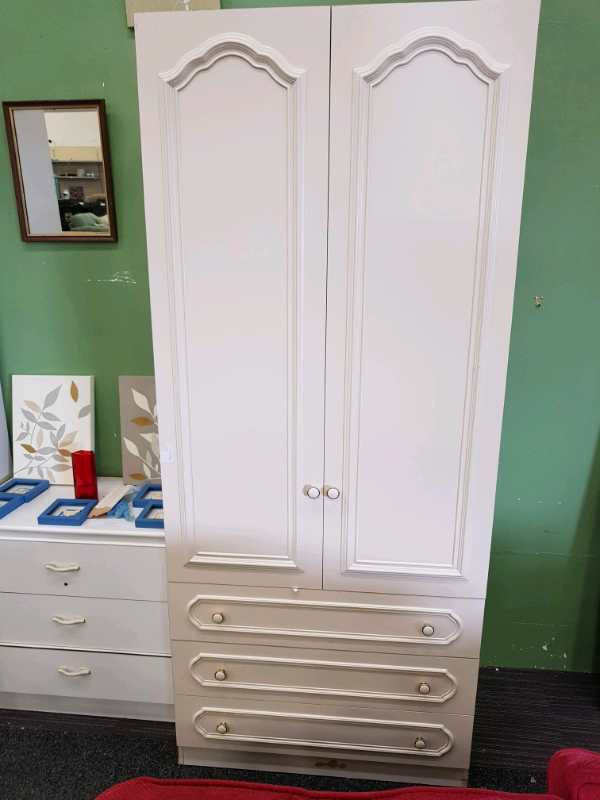 White wardrobe with 3 bottom drawers in Blyth, Northumberland Gumtree