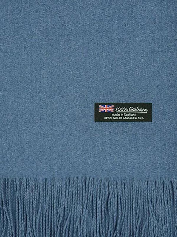 Oversized Blanket 100% Cashmere Scarf Shawl Wrap Solid Scotland Wool Blue