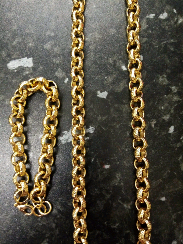 Gold plated 12mm heavy belcher chain and bracelet new in Halesowen