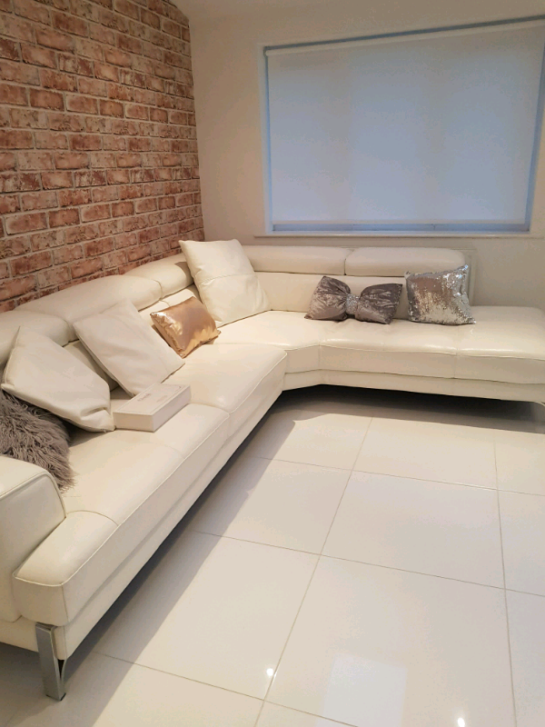 White/cream leather corner sofa in Thornaby, County Durham Gumtree