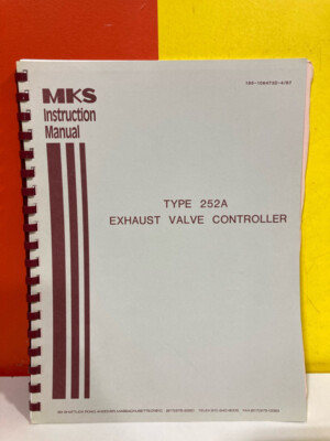 MKS 195-106473D-4/87 Type 252A Exhaust Valve Controller Instruction Manual