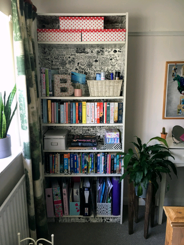 Ikea white Billy Bookcase limited addition Shakespeare (quotes in black