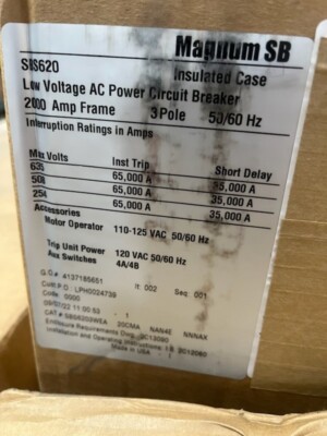 EATON MAGNUM SBS6203WEA 20CMA NAN4E NNNAX
